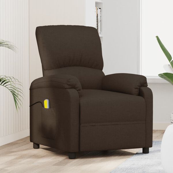 vidaXL Mas&aacute;žn&iacute; křeslo tmavě hněd&eacute; textil