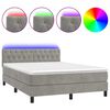 vidaXL Box spring postel s matrací a LED světle šedá 140x190 cm samet
