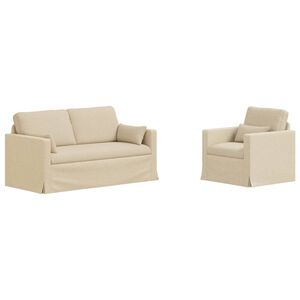 vidaXL Set pohovek 2 ks Kr&eacute;mov&aacute; textil