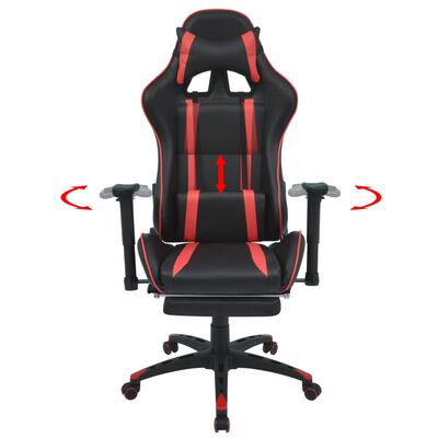 vidaXL Polohovací kancelářská herní židle s podnožkou červená