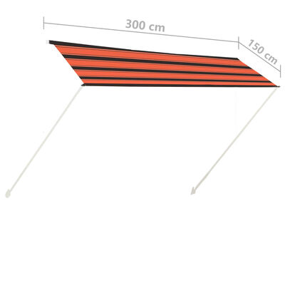vidaXL Zatahovací markýza 300 x 150 cm oranžovo-hnědá