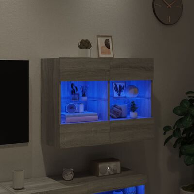 vidaXL Nástěnná TV skříňka s LED osvětlením šedá sonoma 78,5x30x60,5cm