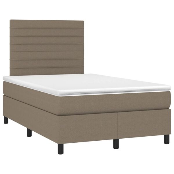 vidaXL Box spring postel s matrac&iacute; a LED taupe 120x190 cm textil