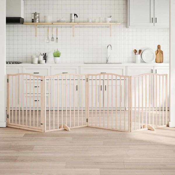 vidaXL Z&aacute;brana pro psy s dv&iacute;řky skl&aacute;dac&iacute; 4 panely 320cm topolov&eacute; dřevo