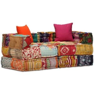 vidaXL 2m&iacute;stn&yacute; modul&aacute;rn&iacute; pouf patchwork textil