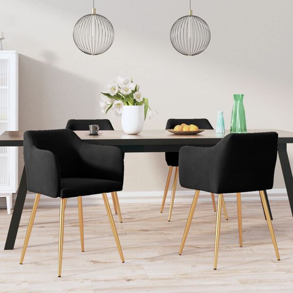 vidaXL J&iacute;deln&iacute; židle 4 ks čern&eacute; samet