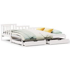 vidaXL V&aacute;lenda s přist&yacute;lkou a z&aacute;suvkami bez matrace b&iacute;l&aacute; 90x190 cm
