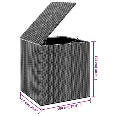 vidaXL Zahradní úložný box PE ratan 100 x 97,5 x 104 cm černý