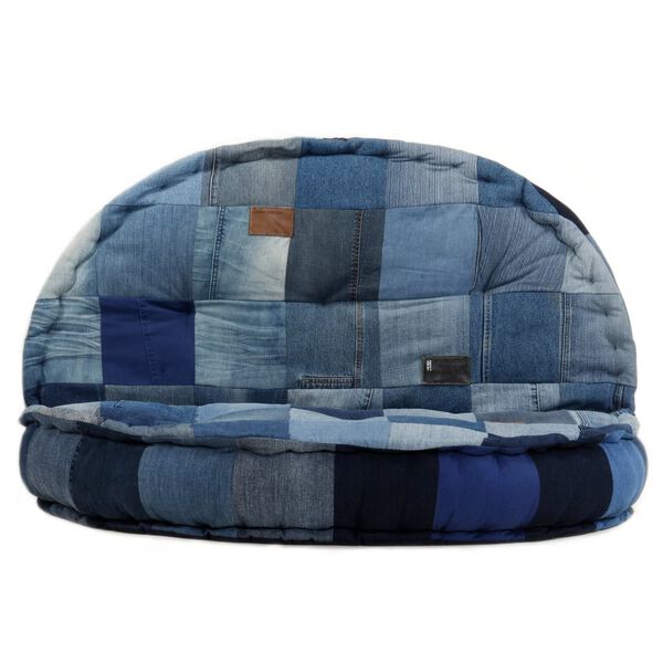 vidaXL Pouf kulat&yacute; 100 x 20 cm denim patchwork