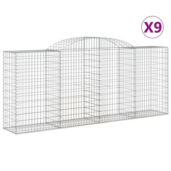 vidaXL Klenut&eacute; gabionov&eacute; ko&scaron;e 9 ks 300x50x120/140cm pozinkovan&eacute; železo
