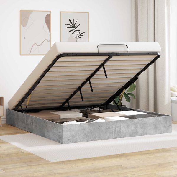 vidaXL Ottoman postel Betonově &scaron;ed&aacute; 160 x 200 cm kompozitn&iacute; dřevo