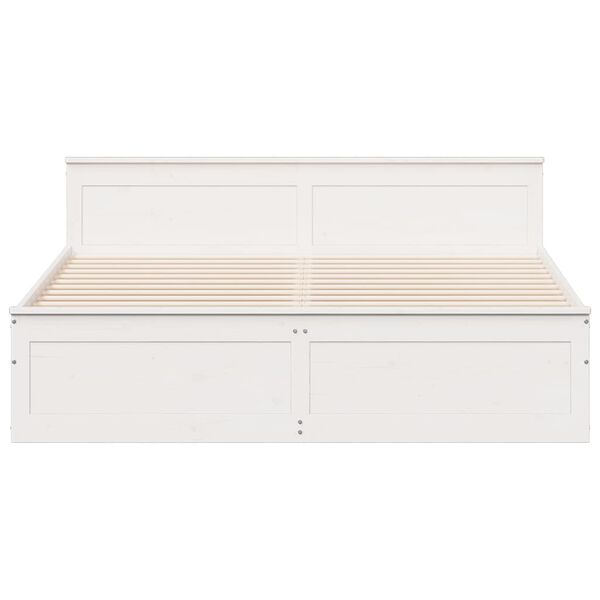 vidaXL Postel bez matrace s čelem b&iacute;l&aacute; 180 x 200 cm masivn&iacute; borovice