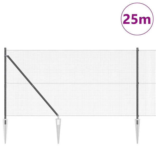 vidaXL Plotov&yacute; sloupek. &Scaron;ed&aacute; 25 x 1,4 m (19 x 19 mm s&iacute;ť) Ocel a PVC