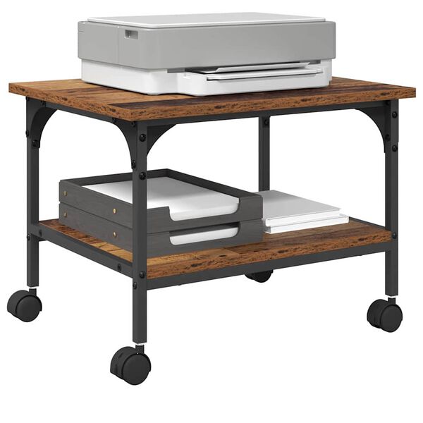 vidaXL Stojan na tiskárnu Staré dřevo 50 x 40 x 38 cm kompozitní dřevo