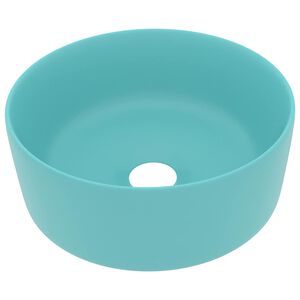 vidaXL Luxusn&iacute; umyvadlo kulat&eacute; matn&eacute; světle zelen&eacute; 40x15 cm keramick&eacute;