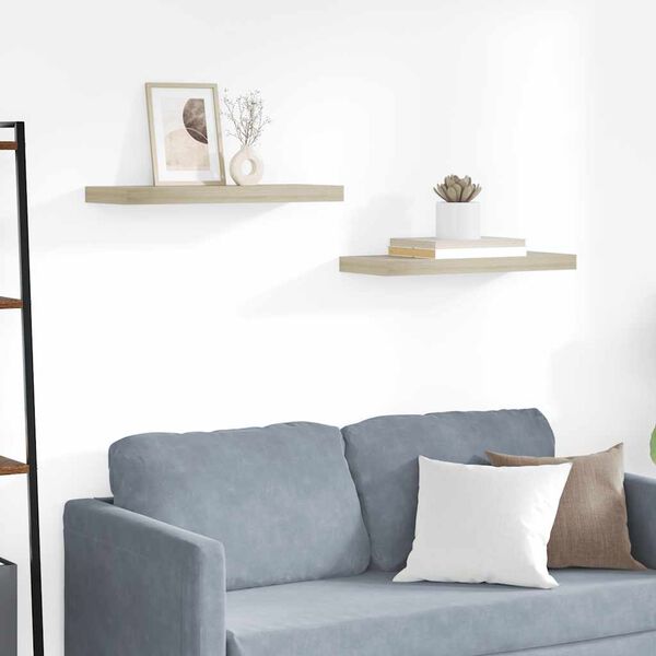 vidaXL Plovouc&iacute; n&aacute;stěnn&eacute; police 2 ks dub 60 x 23,5 x 3,8 cm MDF