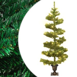 vidaXL Spir&aacute;lov&yacute; v&aacute;nočn&iacute; stromek s LED a květin&aacute;čem zelen&yacute; 120 cm PVC
