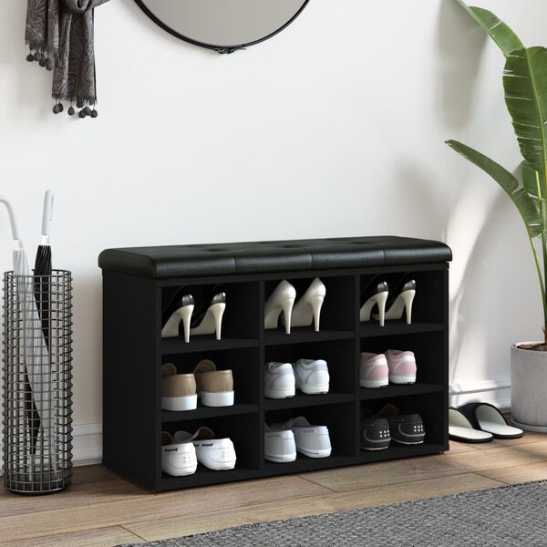 vidaXL Lavice s botn&iacute;kem čern&aacute; 82 x 32 x 50 cm kompozitn&iacute; dřevo