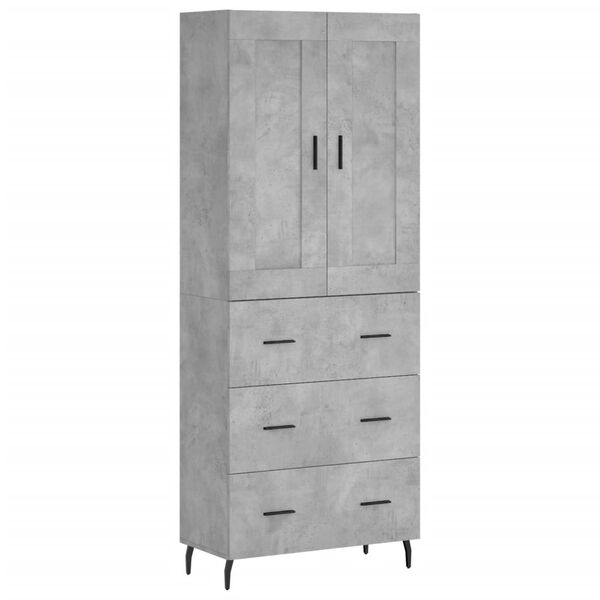 vidaXL Skř&iacute;ň highboard betonově &scaron;ed&aacute; 69,5x34x180 cm kompozitn&iacute; dřevo