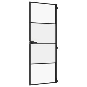 vidaXL Interi&eacute;rov&eacute; dveře &uacute;zk&eacute; čern&eacute; 76x201,5 cm tvrzen&eacute; sklo a hlin&iacute;k