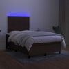 vidaXL Box spring postel s matrac&iacute; a LED tmavě hněd&aacute; 120x190 cm textil