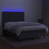 vidaXL Box spring postel s matrac&iacute; a LED tmavě &scaron;ed&aacute; 140x200 cm textil