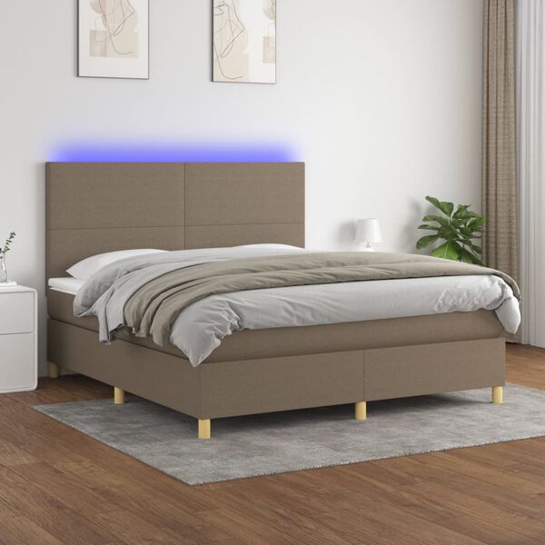 vidaXL Box spring postel s matrac&iacute; a LED taupe 160x200 cm textil