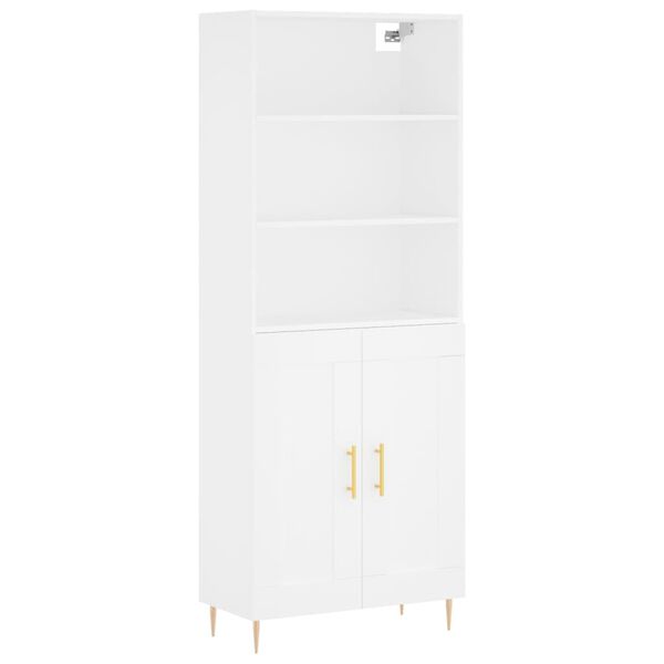 vidaXL Skř&iacute;ň highboard b&iacute;l&aacute; 69,5 x 34 x 180 cm kompozitn&iacute; dřevo