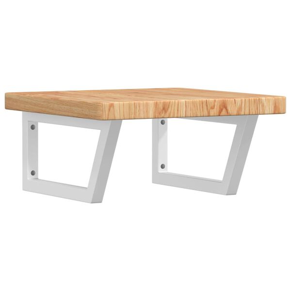 vidaXL Deska pod umyvadlo n&aacute;stěnn&aacute; ocel a masivn&iacute; dubov&eacute; dřevo