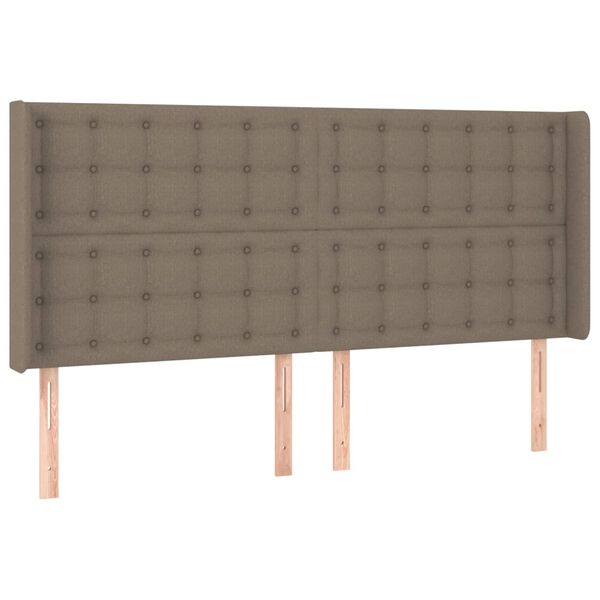 vidaXL Čelo postele typu u&scaron;&aacute;k taupe 203x16x118/128 cm textil