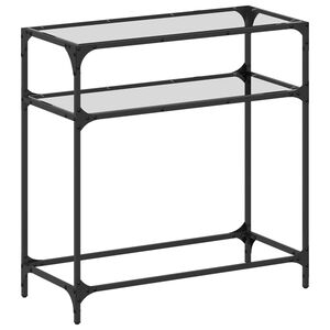 vidaXL Konzolov&yacute; stolek průhledn&aacute; skleněn&aacute; deska 80x35x81 cm ocel