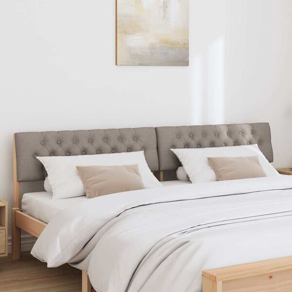 vidaXL Čalouněn&eacute; čelo postele Taupe 200 cm Masivn&iacute; borov&eacute; dřevo