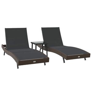 vidaXL Slunečn&iacute;k 3 pcs Hněd&aacute; 197 x 70 x 82 cm polyratan