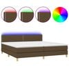 vidaXL Box spring postel s matrac&iacute; a LED tmavě hněd&aacute; 200x200 cm textil