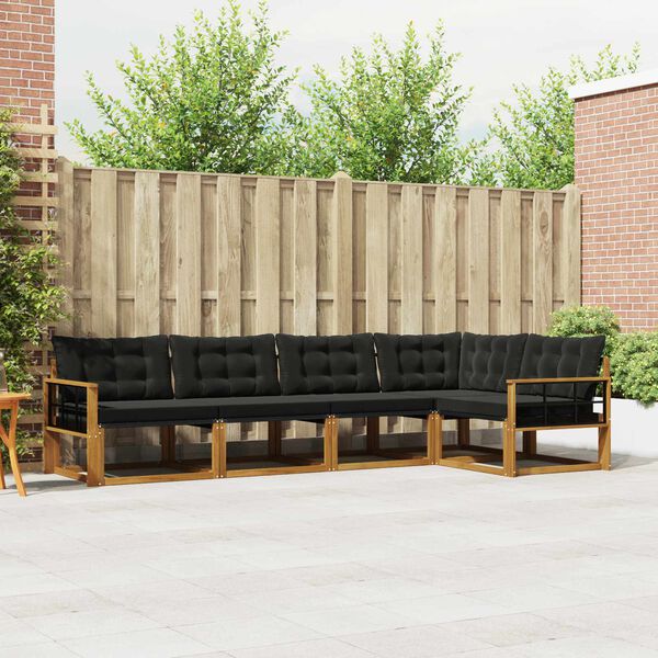 vidaXL Venkovn&iacute; pohovkov&aacute; souprava s pol&scaron;t&aacute;řem 5 pcs Přirozen&aacute; a čern&aacute;