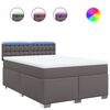 vidaXL Box spring postel s matrac&iacute; &scaron;ed&aacute; 140x200 cm uměl&aacute; kůže