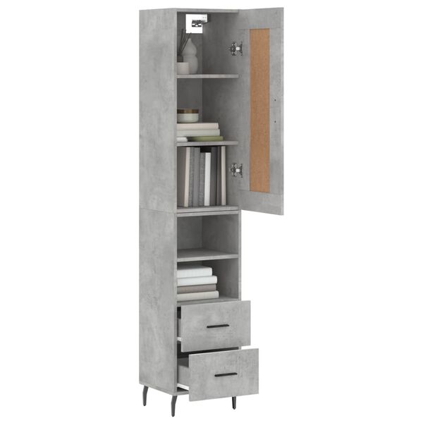vidaXL Skř&iacute;ň highboard betonově &scaron;ed&aacute; 34,5x34x180 cm kompozitn&iacute; dřevo