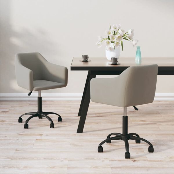 vidaXL Otočn&eacute; j&iacute;deln&iacute; židle 2 ks světle &scaron;ed&eacute; samet