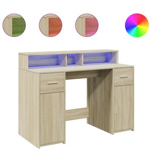vidaXL Psac&iacute; stůl s LED dub sonoma 120 x 55 x 91 cm kompozitn&iacute; dřevo