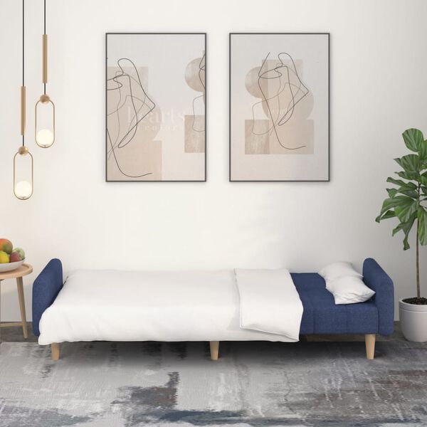 vidaXL 2m&iacute;stn&aacute; rozkl&aacute;dac&iacute; pohovka modr&aacute; textil