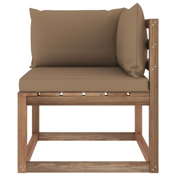 vidaXL Zahradn&iacute; rohov&aacute; pohovka z palet s taupe podu&scaron;kami