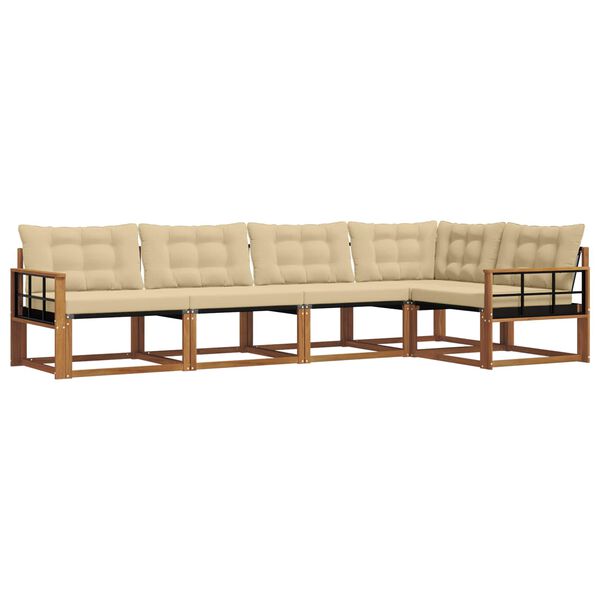 vidaXL Venkovn&iacute; pohovkov&aacute; souprava 5 pcs Přirozen&aacute; a B&eacute;žov&aacute;