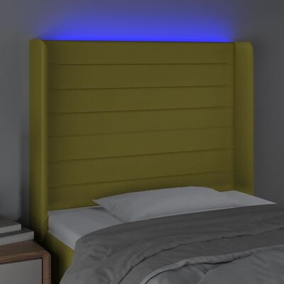 vidaXL Čelo postele s LED zelené 103 x 16 x 118/128 cm textil