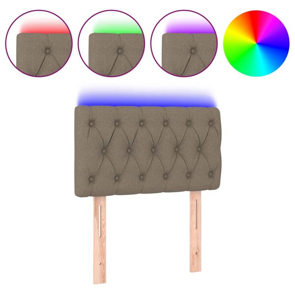 vidaXL Čelo postele s LED taupe 80 x 7 x 78/88 cm textil
