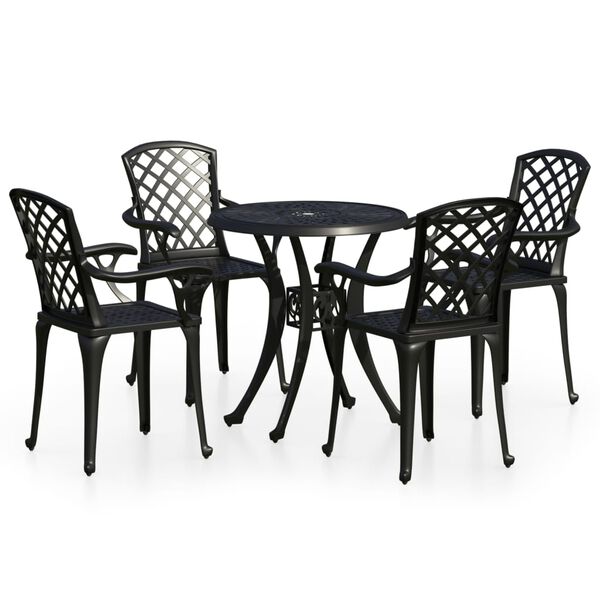 vidaXL 5dílný bistro set litý hliník černý