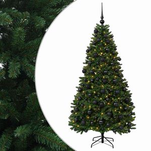 vidaXL Uměl&yacute; v&aacute;nočn&iacute; stromek středně zelen&yacute; s ozdobn&yacute;mi koulemi 180 cm
