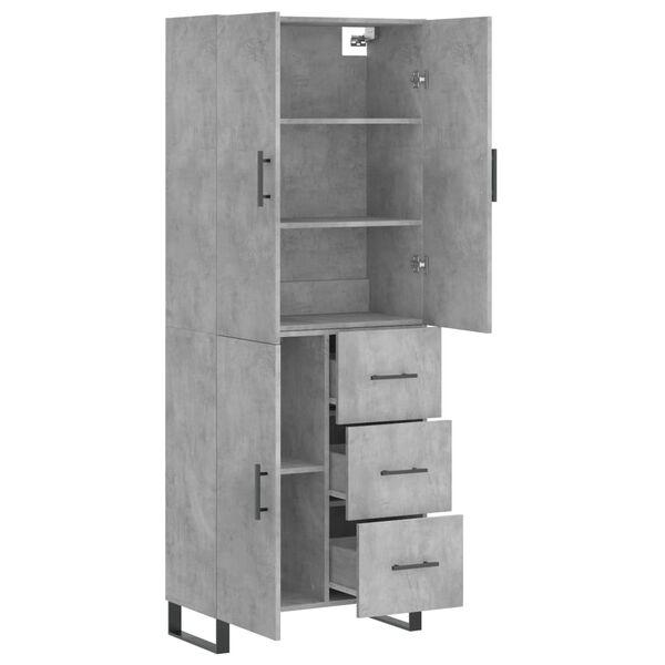 vidaXL Skř&iacute;ň highboard betonově &scaron;ed&aacute; 69,5x34x180 cm kompozitn&iacute; dřevo
