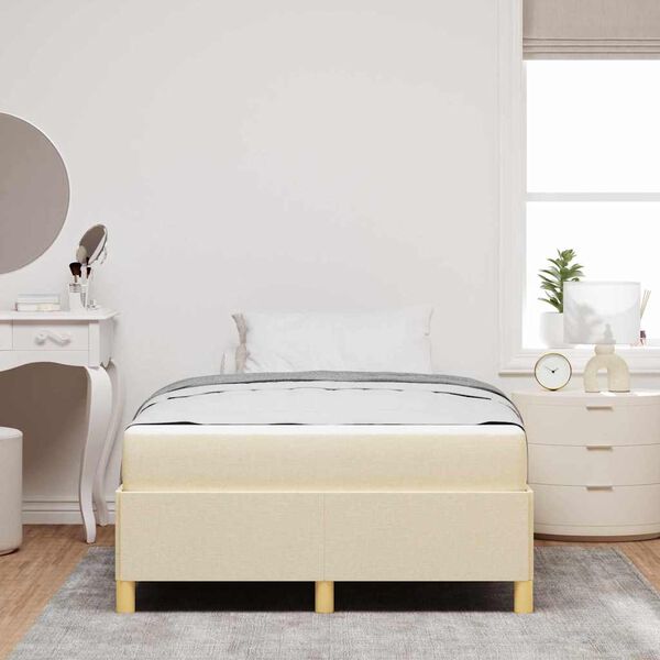 vidaXL Postel s boxspringem B&iacute;l&aacute; a kr&eacute;mov&aacute; 120 x 190 cm Polyester