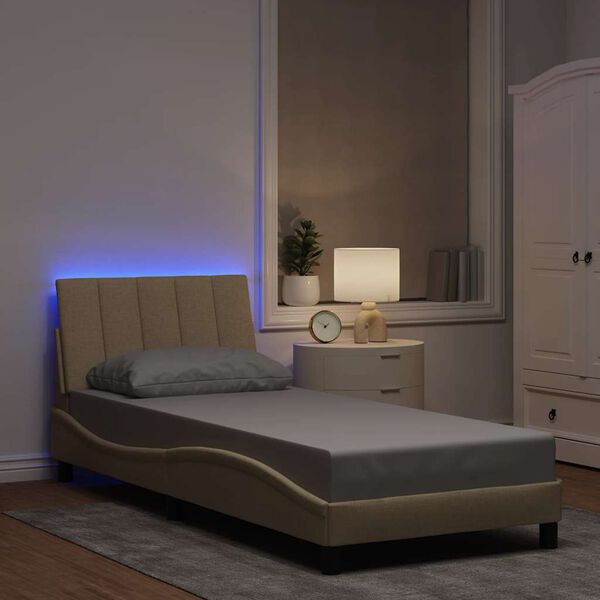 vidaXL R&aacute;m postele bez matrac&iacute; Hanko kr&eacute;mově 90x200 cm textil