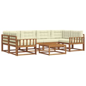 vidaXL Venkovn&iacute; pohovkov&aacute; souprava 7 pcs Přirozen&aacute; a Kr&eacute;mov&aacute;